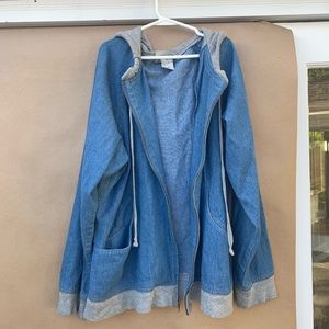 Zip up denim hoodie